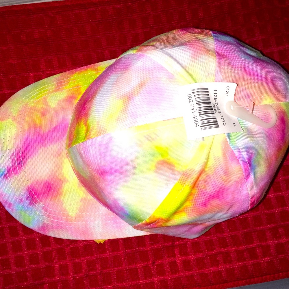 Pink Yellow  Tie Dyed Velcro Baseball Trucker Hat